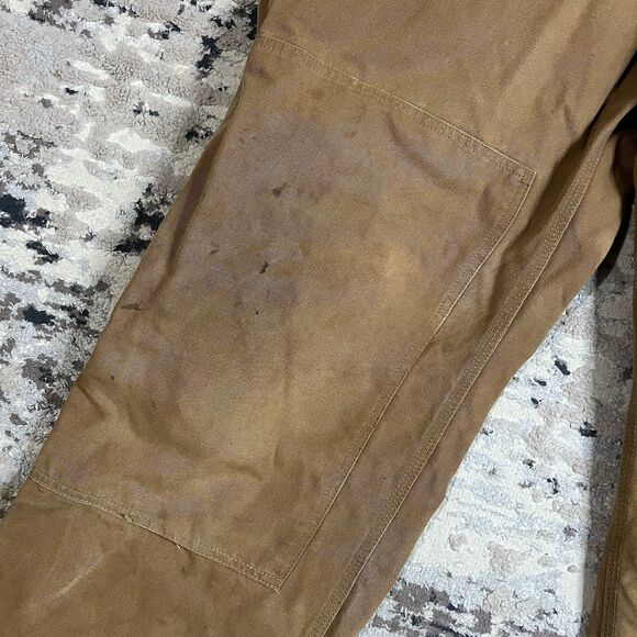Vintage Carhartt Bib Carpenter Overalls Mens 46x34 Brown Duck Double Knee USA - Picture 5 of 16
